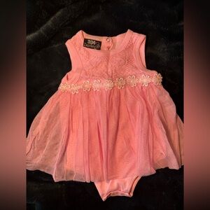 Charming Pink Floral Easter Baby Girls Infant Bodysuit Dress Spring